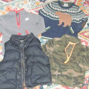 SET of BOYS 3t Clothes Puffer GAP Fleece Carters & UA + Hanna Andersson Sweater